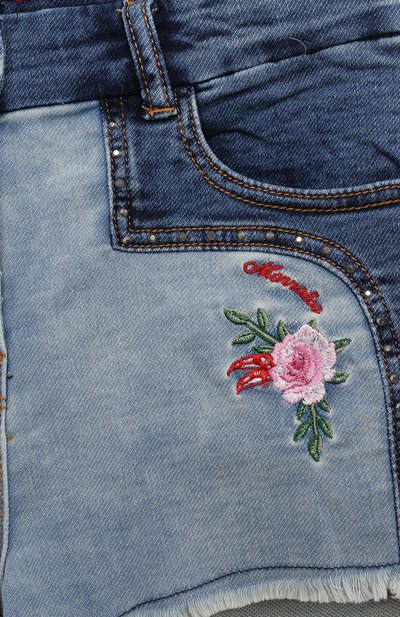 Джинсовые шорты MONNALISA синего цвета по цене 19150 руб., арт. 19C401, фото 3 Джинсовые шорты MONNALISA, арт. 19C401, фото 3