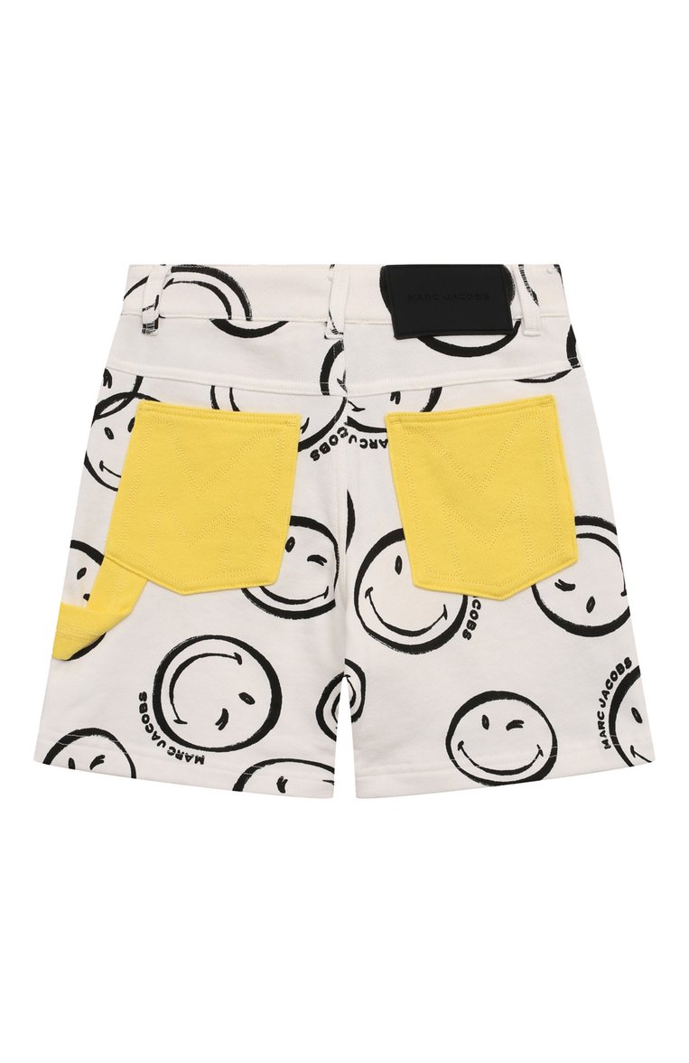 Детские хлопковые шорты MARC JACOBS (THE) кремового цвета, арт. W60019/6A-12A | Фото 2 (Материал внешний: Хлопок; Нос: Не проставлено; Случай: Повседневный; Ростовка одежда: 10 - 11 лет | 140 - 146см, 8 лет | 128 см, 12 лет | 152 см, 6 лет | 116 см)