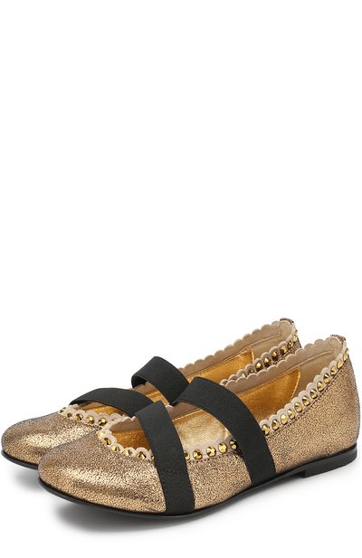 Балетки из металлизированной кожи со стразами и эластичной вставкой QUIS QUIS, арт. 52667/28-35, фото 1