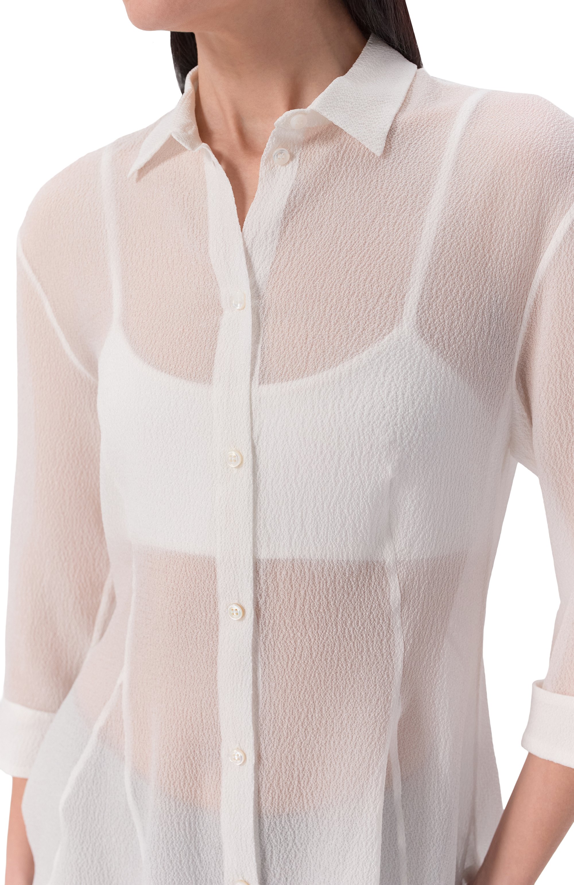 Шелковая блузка GOOROO белого цвета по цене 74520 руб., арт. BL026-2200-101-SS26, фото 5 Шелковая блузка GOOROO, арт. BL026-2200-101-SS26, фото 5