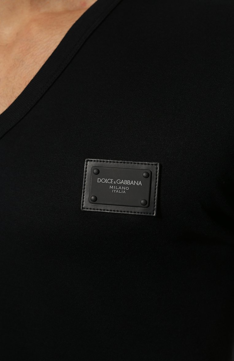 Мужская хлопковая футболка DOLCE & GABBANA темно-синего цвета, арт. G8I03T/FU7EQ | Фото 5 (Мужское Кросс-КТ: Футболка-одежда; Материал внешний: Хлопок; Рукава: Короткие; Принт: Без принта; Стили: Кэжуэл; Статус проверки: Проверена категория; Длина (для топов): Стандартные; Ювелирные украшения: Назначено; Кросс-КТ: Джерси; Автоматизация ТО: Проставлено; Автоматизация состава: Проставлено; Детали: Без декора)