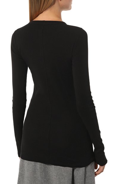 Хлопковый лонгслив RICK OWENS черного цвета по цене 32800 руб., арт. RP01C5202/RD, фото 4 Хлопковый лонгслив RICK OWENS, арт. RP01C5202/RD, фото 4