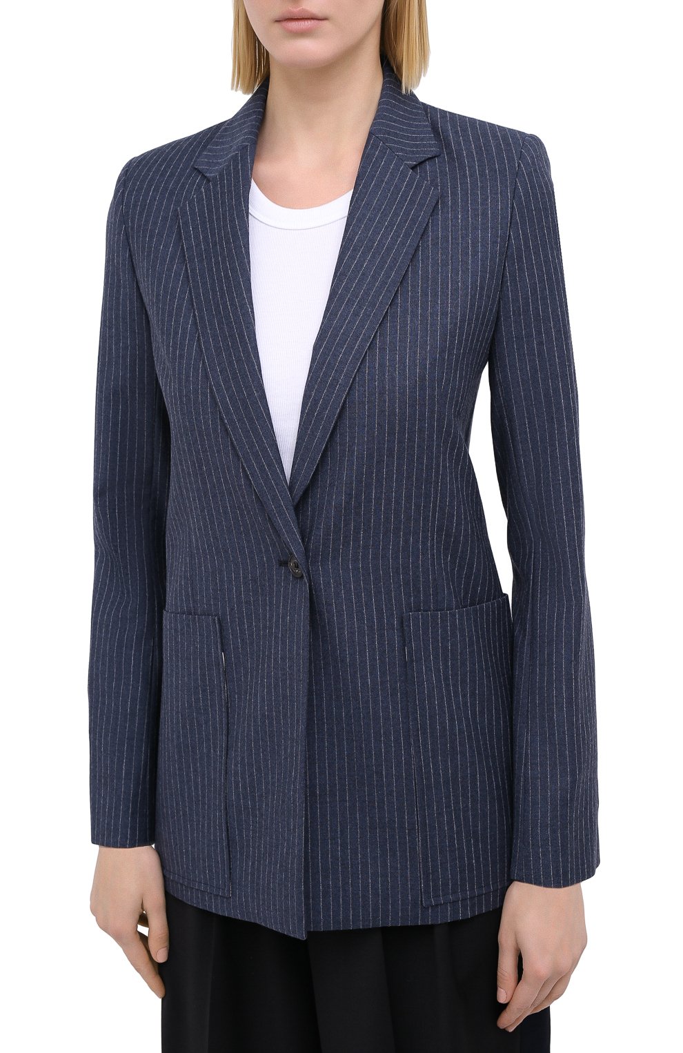 Шерстяной жакет VICTORIA, VICTORIA BECKHAM синего цвета по цене 59950 руб., арт. 2320WJK001400B, фото 3 Шерстяной жакет VICTORIA, VICTORIA BECKHAM, арт. 2320WJK001400B, фото 3