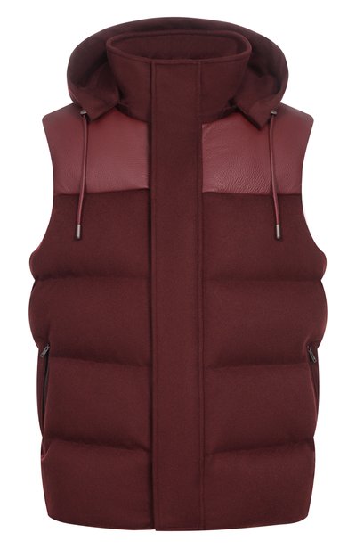 Мужской пуховый жилет с кожаной отделкой MVST, арт. M26.1MM.JA34.1/F184 CASHMERE+CERV0