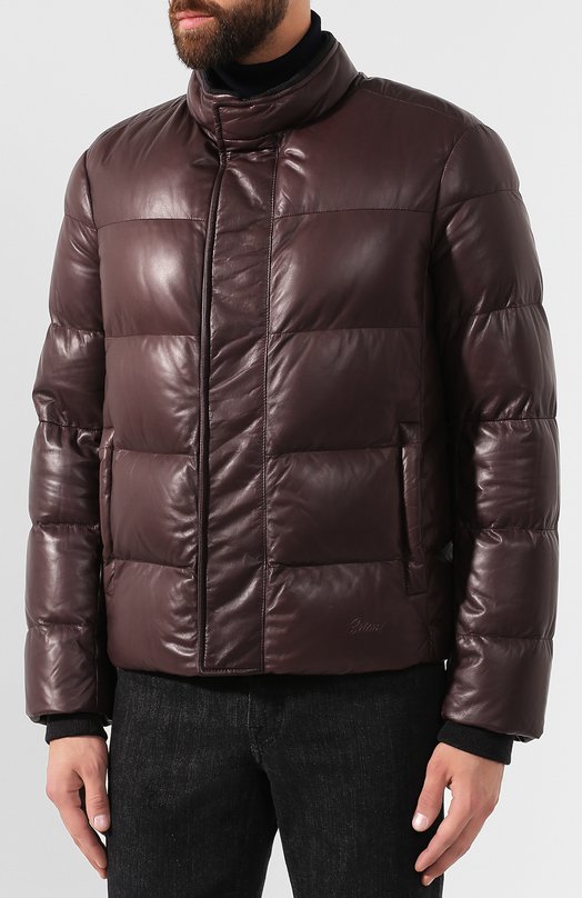 Кожаный пуховик Brioni PUE60L/08720 Бордовый  PUE60L/08720 Фото 3
