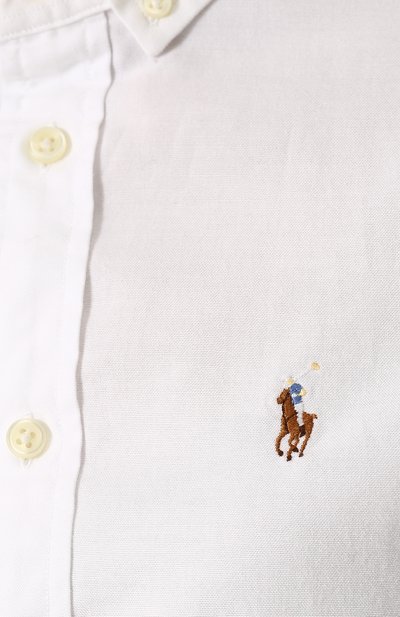 Приталенная хлопковая блуза в полоску POLO RALPH LAUREN белого цвета по цене 13200 руб., арт. 211642479, фото 5 Приталенная хлопковая блуза в полоску POLO RALPH LAUREN, арт. 211642479, фото 5
