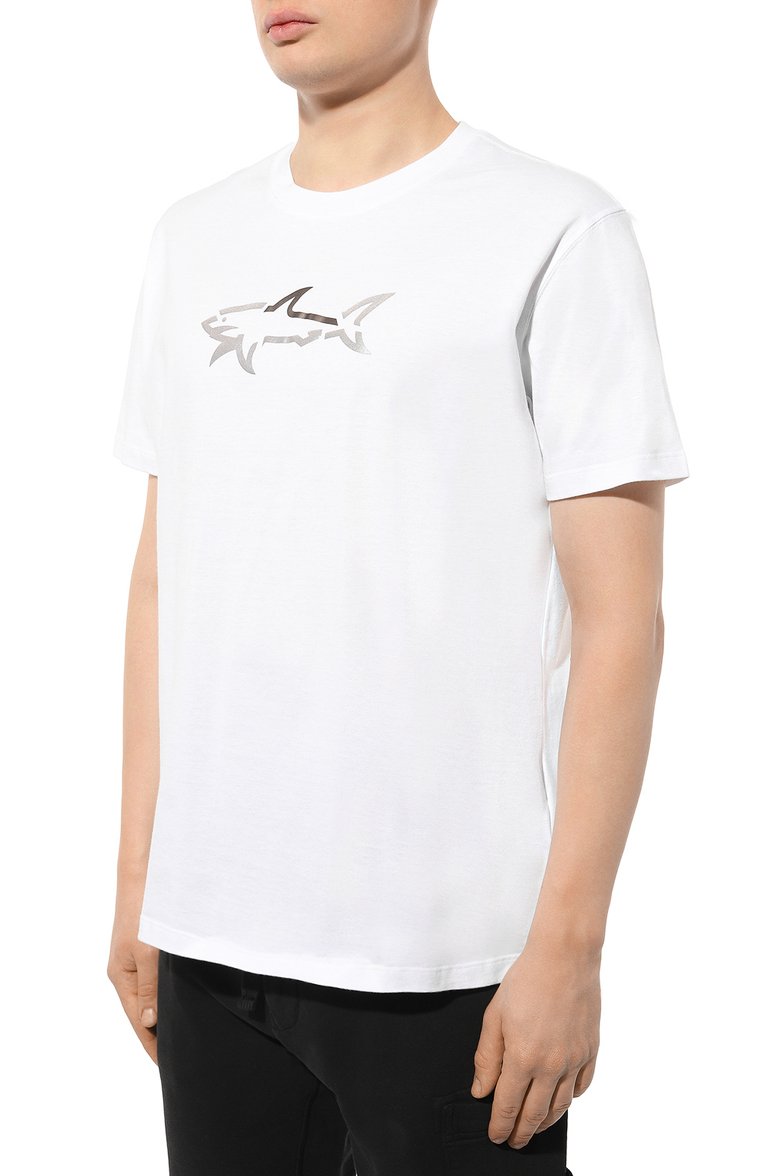 Мужская хлопковая футболка PAUL&SHARK белого цвета, арт. 24411085/S-XXL | Фото 3 (Материал внешний: Хлопок; Длина (для топов): Стандартные; Рукава: Короткие; Принт: С принтом; Стили: Кэжуэл; Кросс-КТ: Джерси; Мужское Кросс-КТ: Футболка-одежда; Детали: Без декора; Автоматизация состава: Проставлено; Автоматизация ТО: Проставлено)