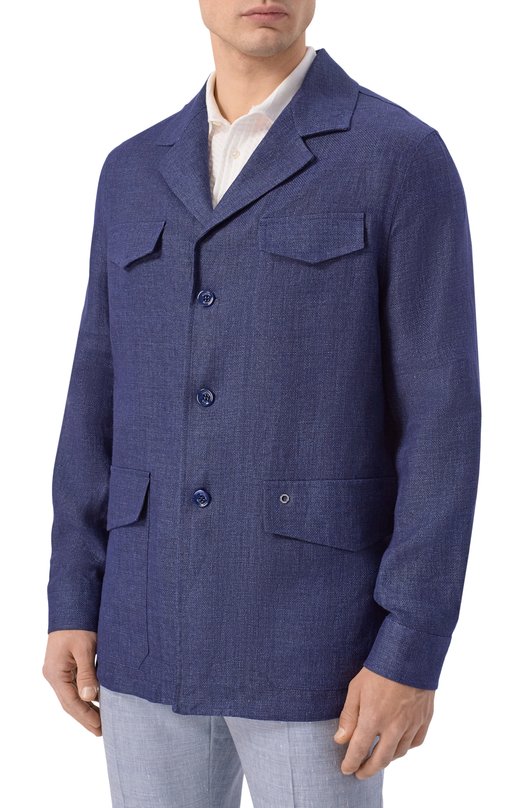 Льняная куртка-рубашка Stefano Ricci SP008166/VT0002 Синий  SP008166/VT0002 Фото 3