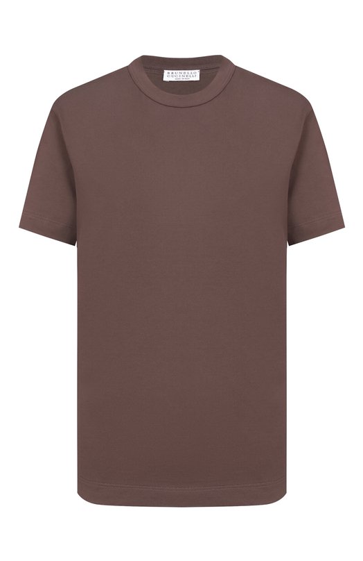Хлопковая футболка Brunello Cucinelli M0T81BI100 Коричневый M0T81BI100