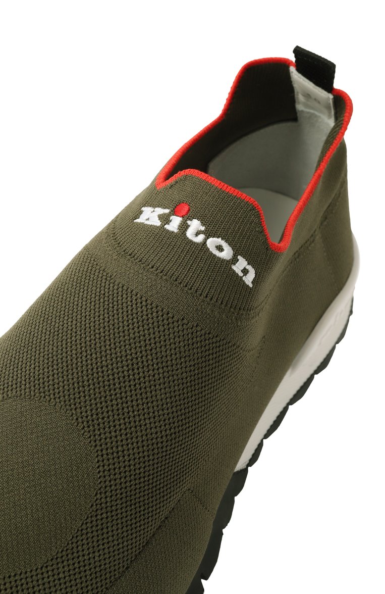 Мужские текстильные кроссовки KITON хаки цвета, арт. USSA324N0104505 | Фото 7 (Драгоценные камни: Проставлено; Материал внутренний: Натуральная кожа; Подошва: Массивная; Материал внешний: Текстиль; Материал сплава: Проставлено; Стили: Классический; Материал утеплителя: Без утеплителя; Кросс-КТ: Низкие)