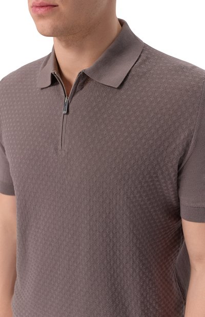 Хлопковое поло FEDELI серого цвета по цене 64600 руб., арт. MU0D5853/GIZA LIGHT DUSTY, фото 5 Хлопковое поло FEDELI, арт. MU0D5853/GIZA LIGHT DUSTY, фото 5