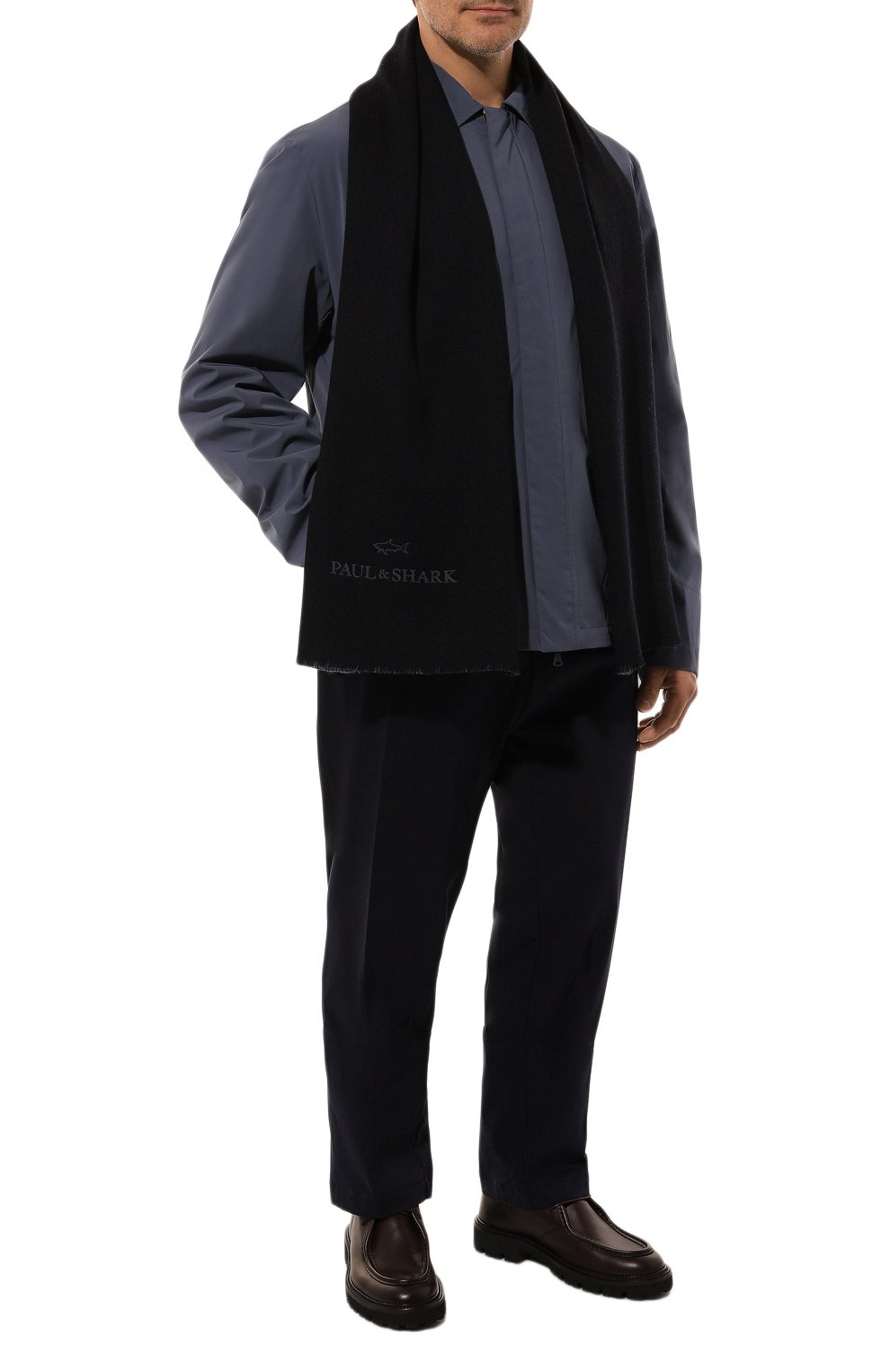 Шерстяной шарф PAUL&SHARK темно-синего цвета по цене 24150 руб., арт. 14317006, фото 2 Шерстяной шарф PAUL&SHARK, арт. 14317006, фото 2