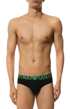 Мужские комплект из трех брифов EMPORIO ARMANI черного цвета, арт. 111734/4R726 | Фото 2 (Нос: Не проставлено; Материал сплава: Проставлено; Материал внешний: Хлопок; Мужское Кросс-КТ: Трусы; Кросс-КТ: бельё; Трусы М: Брифы)