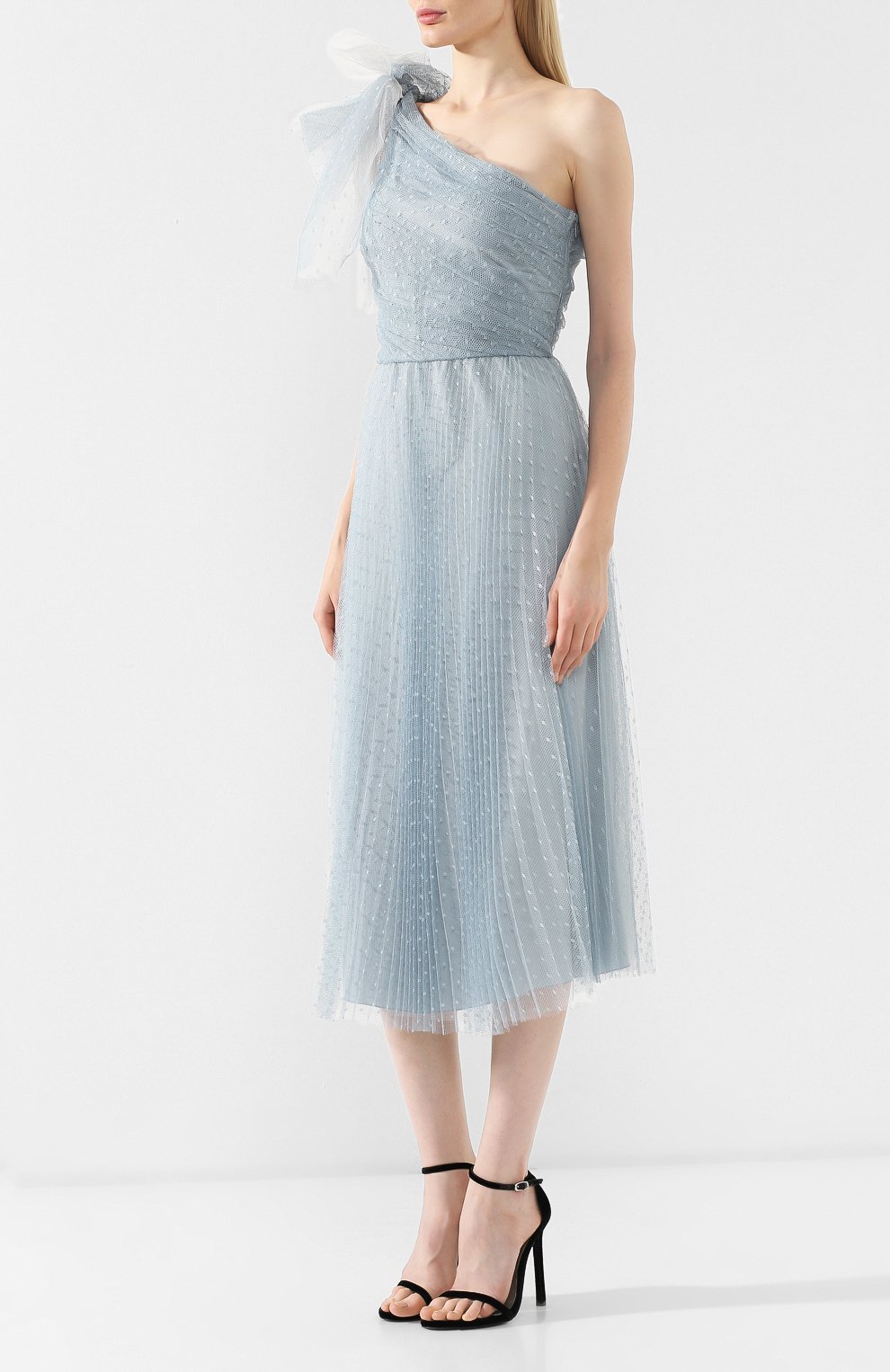 Платье-миди с бантом REDVALENTINO голубого цвета по цене 116500 руб., арт. RR3VAC05/428, фото 3 Платье-миди с бантом REDVALENTINO, арт. RR3VAC05/428, фото 3
