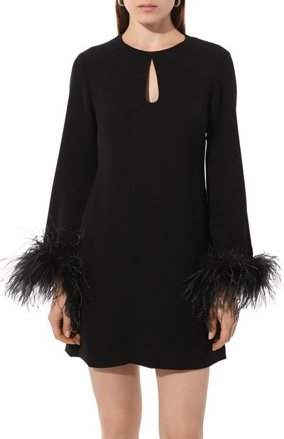 Платье с отделкой перьями P.A.R.O.S.H. черного цвета по цене 77150 руб., арт. D731343P, фото 3 Платье с отделкой перьями P.A.R.O.S.H., арт. D731343P, фото 3