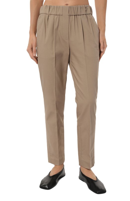 Хлопковые брюки Brunello Cucinelli M0F70P1673 Коричневый  M0F70P1673 Фото 3