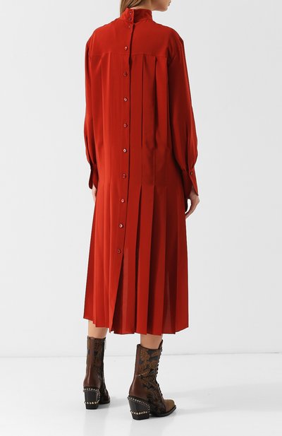 Шелковое платье с воротником-стойкой CHLOÉ, арт. CHC18WR062004, фото 4