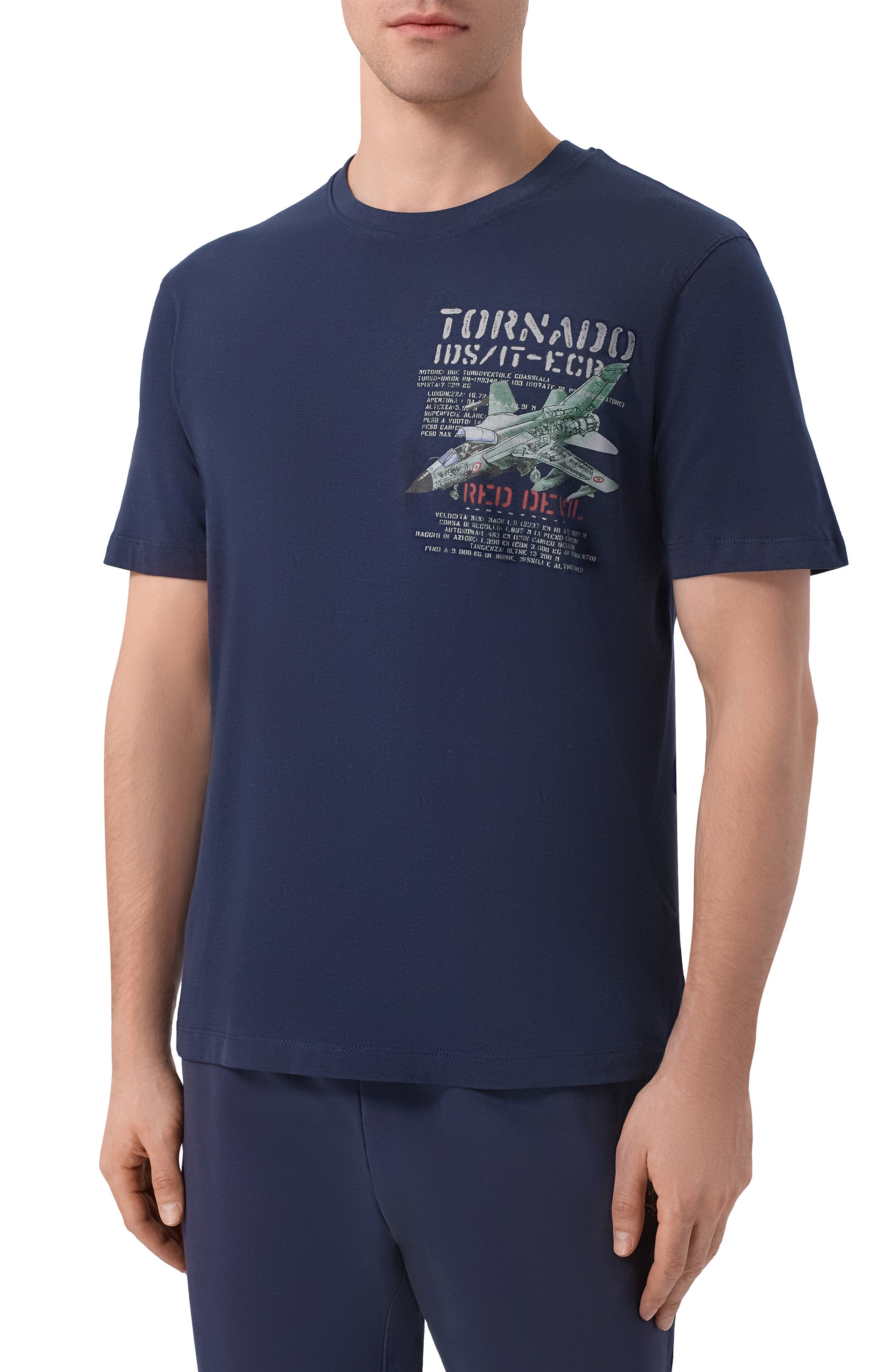 Хлопковая футболка AERONAUTICA MILITARE темно-синего цвета по цене 8865 руб., арт. TS2537UJ00727, фото 3 Хлопковая футболка AERONAUTICA MILITARE, арт. TS2537UJ00727, фото 3