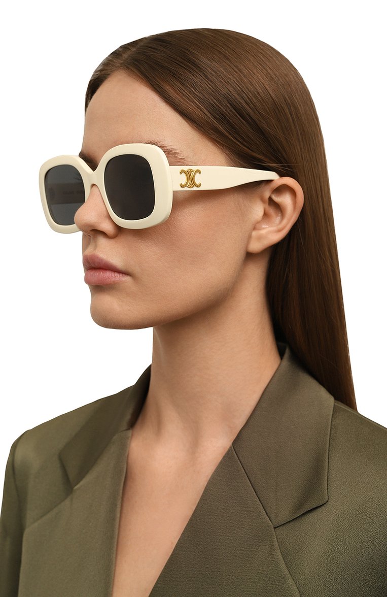 Женские солнцезащитные очки CELINE EYEWEAR белого цвета, арт. CL40262U 25A | Фото 2 (Нос: Не проставлено; Региональные ограничения белый список (Axapta Mercury): Не проставлено; Тип очков: С/з; Материал: Пластик; Очки форма: Квадратные; Оптика Гендер: оптика-женское)