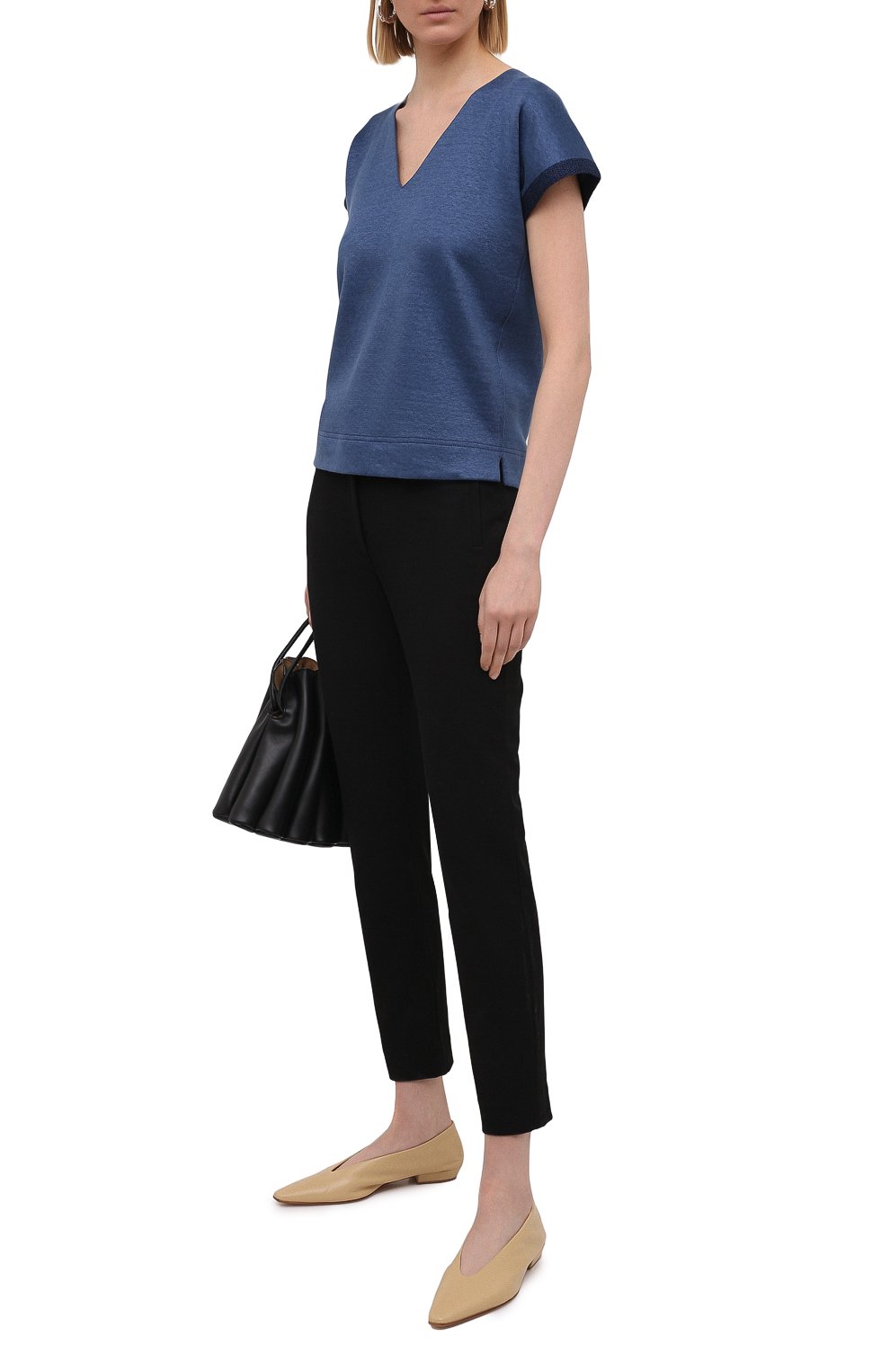 Льняной топ LORO PIANA темно-синего цвета по цене 119000 руб., арт. FAL0798, фото 2 Льняной топ LORO PIANA, арт. FAL0798, фото 2