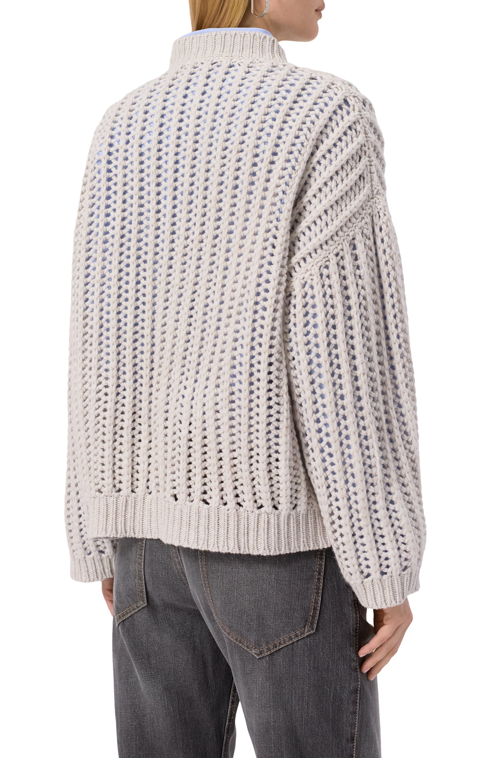 Кашемировый свитер BRUNELLO CUCINELLI серого цвета по цене 382500 руб., арт. M52363800, фото 4 Кашемировый свитер BRUNELLO CUCINELLI, арт. M52363800, фото 4