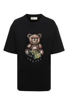 Женская хлопковая футболка DOMREBEL черного цвета, арт. TEDDY CASH/T-SHIRT | Фото 1 (Рукава: Короткие; Длина (для топов): Стандартные; Стили: Гранж; Принт: С принтом; Материал сплава: Проставлено; Материал внешний: Хлопок; Женское Кросс-КТ: Футболка-одежда; Драгоценные камни: Проставлено)