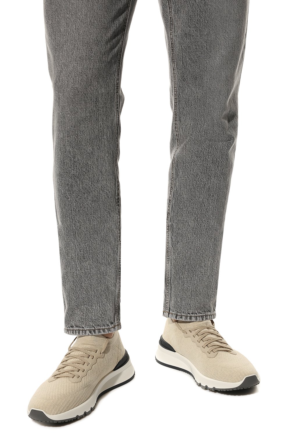 Текстильные кроссовки BRUNELLO CUCINELLI светло-бежевого цвета по цене 127000 руб., арт. MZUPMB0252, фото 3 Текстильные кроссовки BRUNELLO CUCINELLI, арт. MZUPMB0252, фото 3