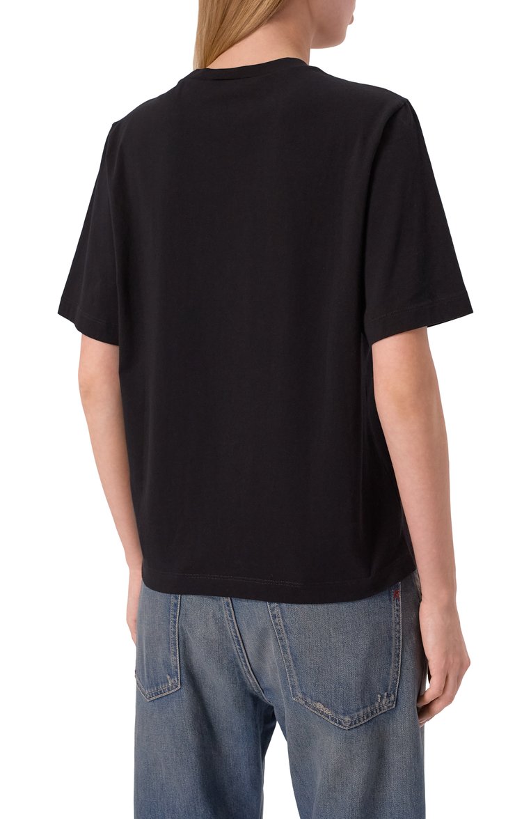 Женская хлопковая футболка DSQUARED2 черного цвета, арт. S75GD0452/D20020 | Фото 4 (Рукава: Короткие; Длина (для топов): Стандартные; Материал внешний: Хлопок; Женское Кросс-КТ: Футболка-одежда; Принт: Без принта; Стили: Кэжуэл)