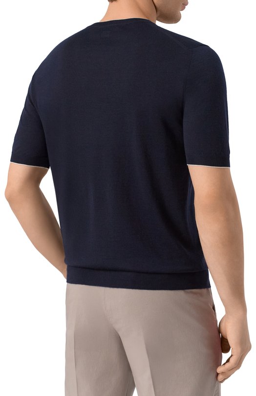 Джемпер из кашемира и шелка Fedeli MU0L5718B/CASMERE SETA BIC Синий  MU0L5718B/CASMERE SETA BIC Фото 4