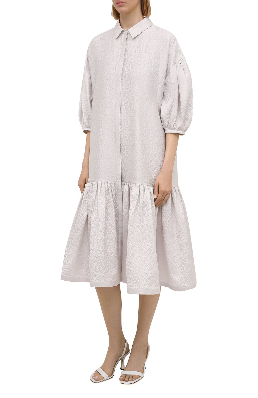 Платье из хлопка и шелка TEGIN светло-серого цвета по цене 55000 руб., арт. SD2149, фото 3 Платье из хлопка и шелка TEGIN, арт. SD2149, фото 3