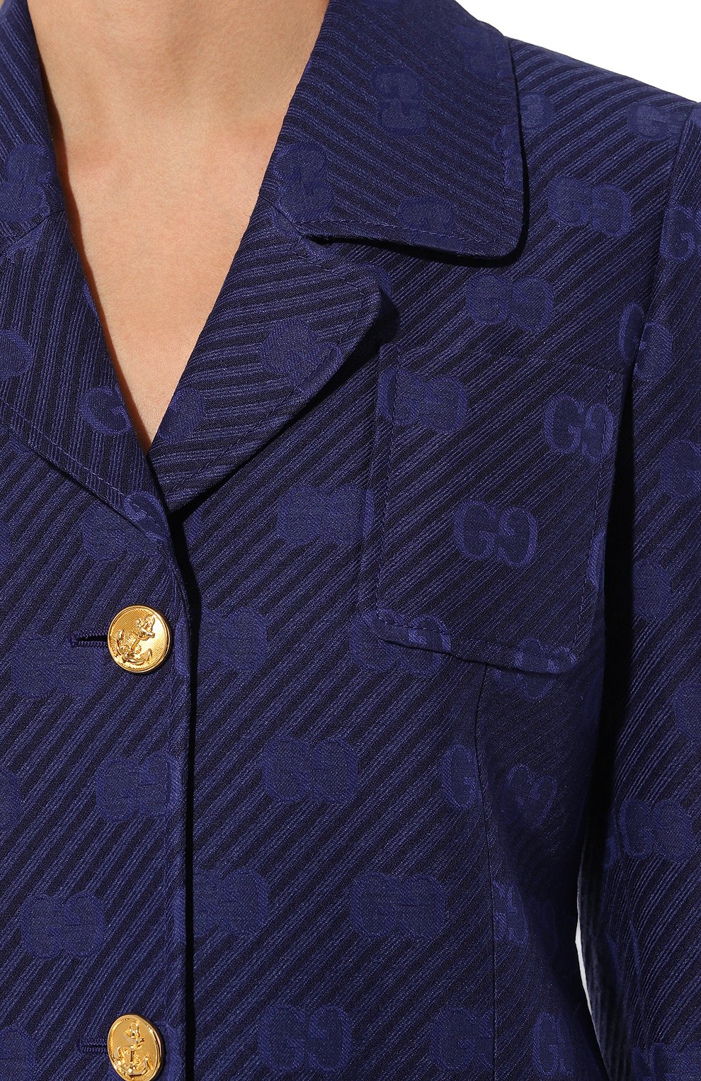 Жакет из шерсти и шелка GUCCI синего цвета по цене 429120 руб., арт. 594811 ZADSU, фото 5 Жакет из шерсти и шелка GUCCI, арт. 594811 ZADSU, фото 5