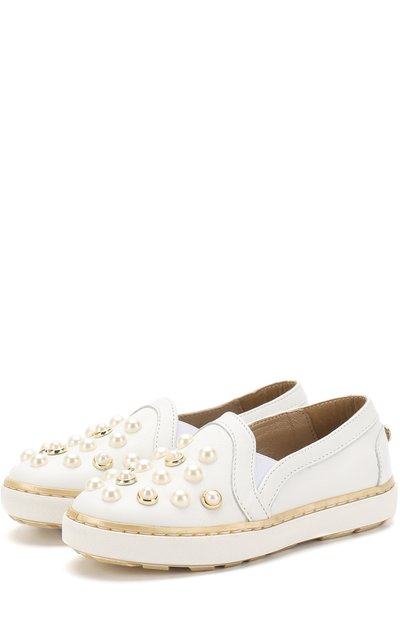 Кожаные слипоны с жемчужинами STUART WEITZMAN, арт. B182508/24-30, фото 1