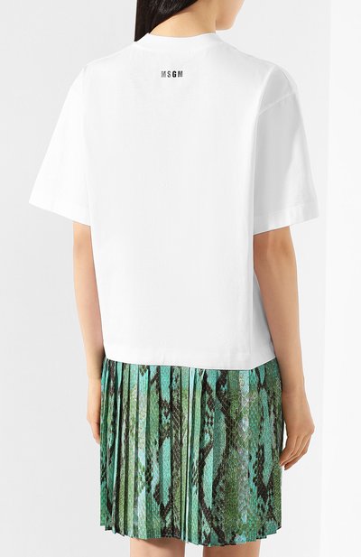 Хлопковое платье MSGM белого цвета по цене 20500 руб., арт. 2841MDA68P 207298, фото 4 Хлопковое платье MSGM, арт. 2841MDA68P 207298, фото 4