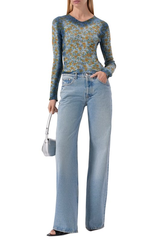 Хлопковый пуловер Diesel A23697/0EGED Голубой  A23697/0EGED Фото 2