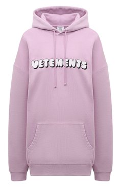 Женский хлопковое худи VETEMENTS фиолетового цвета, арт. UE64HD190P | Фот�о 1 (Рукава: Длинные; Стили: Гранж; Длина (для топов): Удлиненные; Материал сплава: Проставлено; Материал внешний: Хлопок; Женское Кросс-КТ: Худи-одежда; Драгоценные камни: Проставлено)