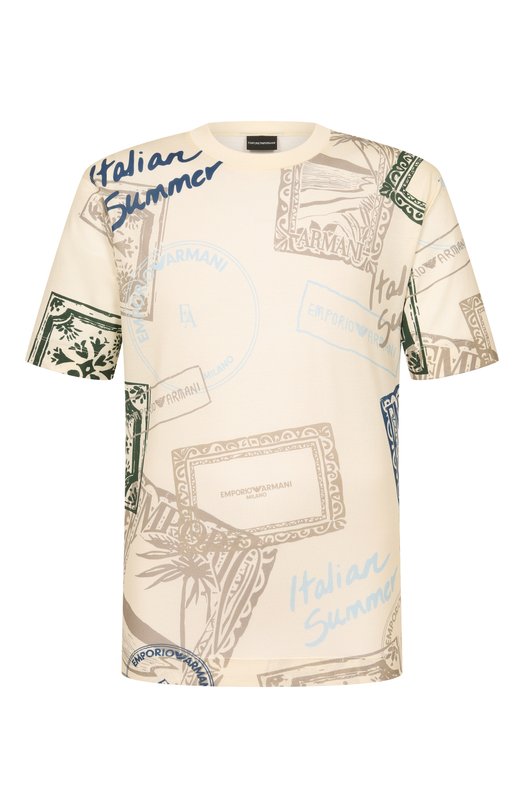 Футболка из лиоцелла и хлопка Emporio Armani EM005274/AF24857 Кремовый EM005274/AF24857