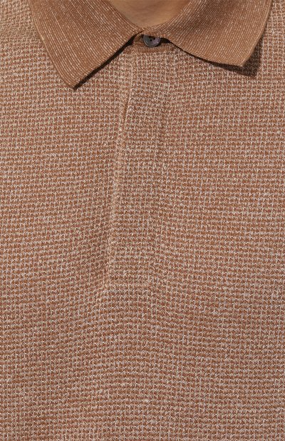 Поло из хлопка и льна ZEGNA, арт. UD372A7/D727, фото 5