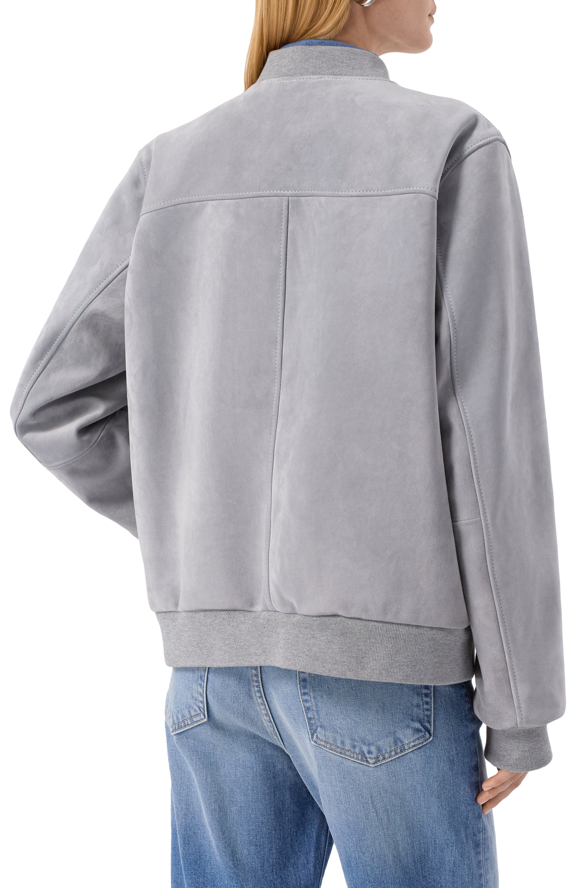 Замшевый бомбер MASLOV серого цвета по цене 165000 руб., арт. SMB01, фото 4 Замшевый бомбер MASLOV, арт. SMB01, фото 4