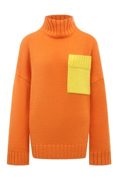 Женский свитер JW ANDERSON оранжевого цвета, арт. KW0508 YN0144 | Фото 1 (Женское Кросс-КТ: Свитер-одежда; Материал внешний: Шерсть, Синтетический материал; Рукава: Длинные; Длина (для топов): Стандартные; Материал сплава: Проставлено; Драгоценные камни: Проставлено; Стили: Кэжуэл)