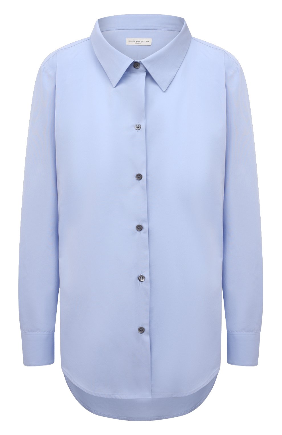 Хлопковая рубашка DRIES VAN NOTEN светло-голубого цвета по цене 39950 руб., арт. 211-10719-2228, фото 1 Хлопковая рубашка DRIES VAN NOTEN, арт. 211-10719-2228, фото 1