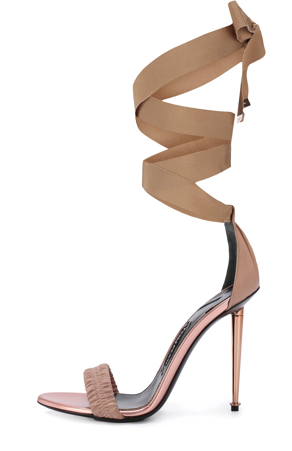 Текстильные босоножки metal heel на лентах TOM FORD, арт. W2193K-SAH, фото 3