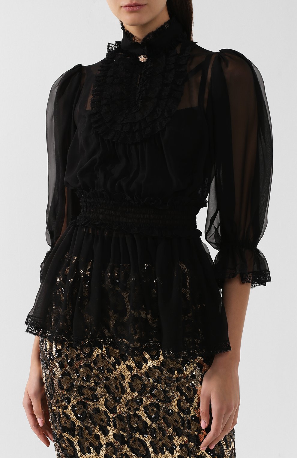 Блузка из смеси шелка и хлопка DOLCE & GABBANA, арт. F72W1Z/FU1AT, фото 3