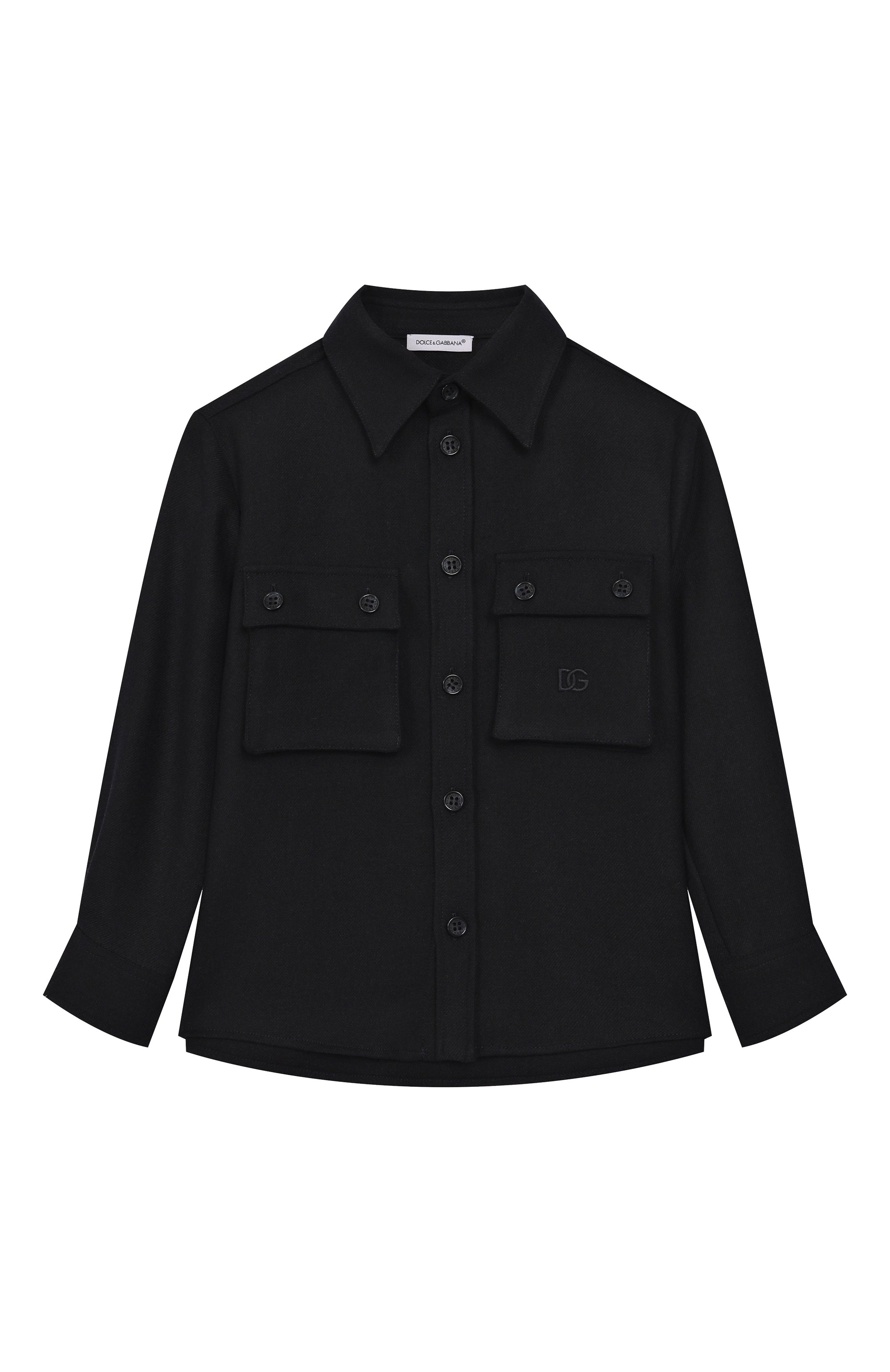 Рубашка из вискозы и шерсти DOLCE & GABBANA темно-синего цвета по цене 53850 руб., арт. L44S20/G7PLH/2-6, фото 1 Рубашка из вискозы и шерсти DOLCE & GABBANA, арт. L44S20/G7PLH/2-6, фото 1