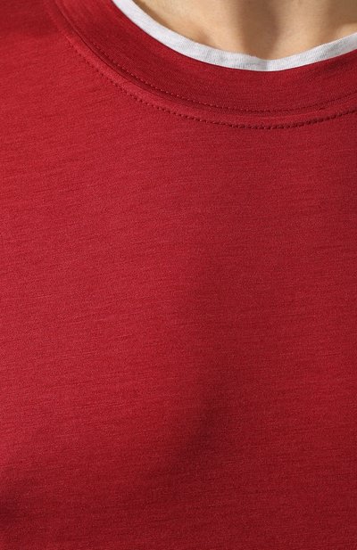 Футболка из шелка и хлопка BRUNELLO CUCINELLI красного цвета по цене 56300 руб., арт. MTS467427, фото 5 Футболка из шелка и хлопка BRUNELLO CUCINELLI, арт. MTS467427, фото 5