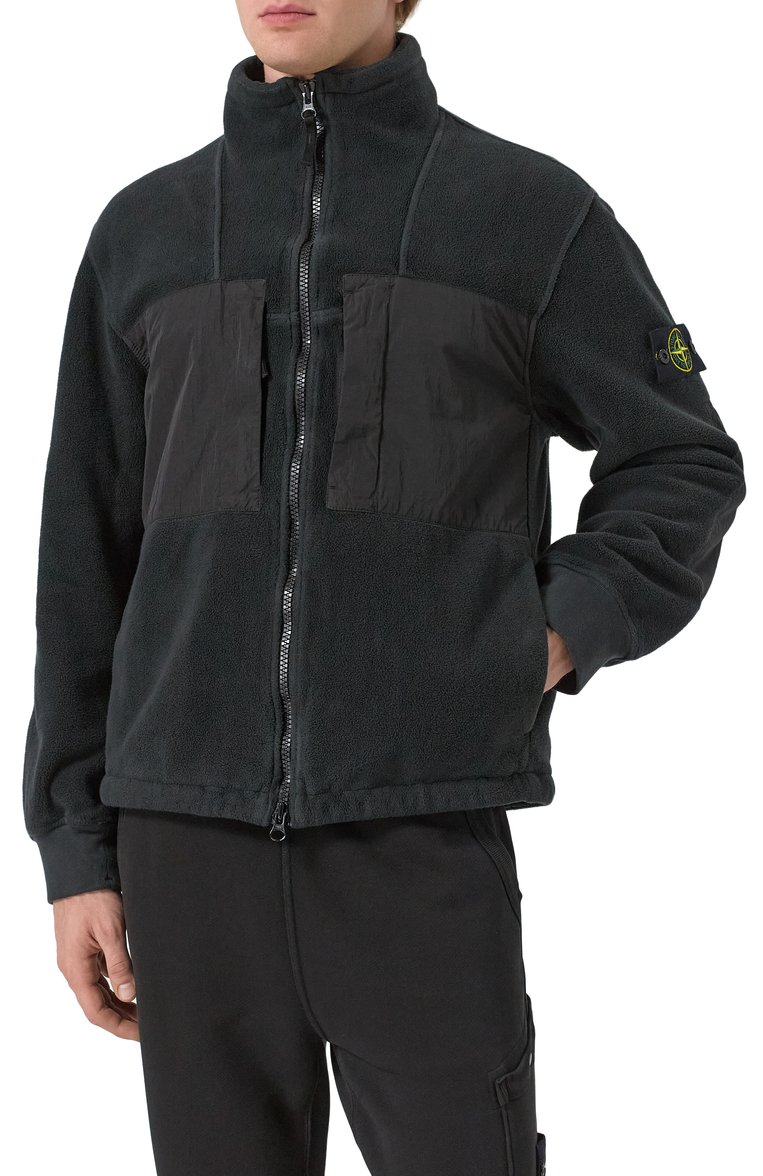 Мужская хлопковая куртка STONE ISLAND темно-серого цвета, арт. 811546753 | Фото 3 (Длина (верхняя одежда): Короткие; Материал подклада: �Синтетический материал; Рукава: Длинные; Кросс-КТ: Легкие, Куртка; Стили: Кэжуэл; Материал внешний: Хлопок)