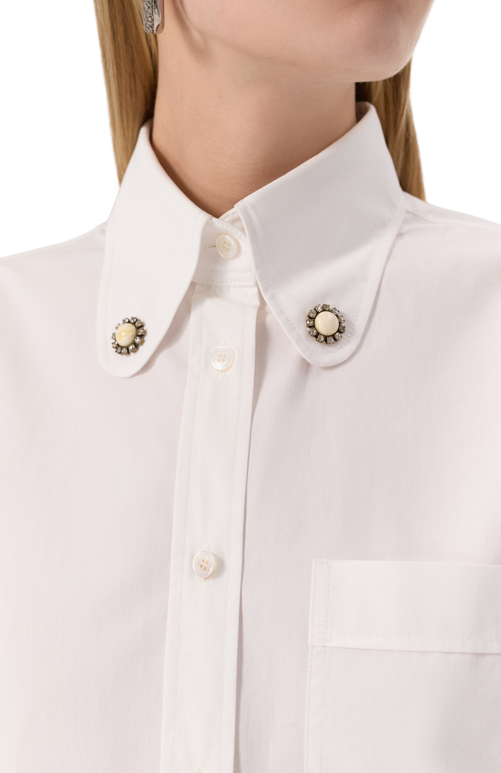 Хлопковая рубашка VALENTINO белого цвета по цене 134500 руб., арт. 6B3AB7805A6, фото 5 Хлопковая рубашка VALENTINO, арт. 6B3AB7805A6, фото 5