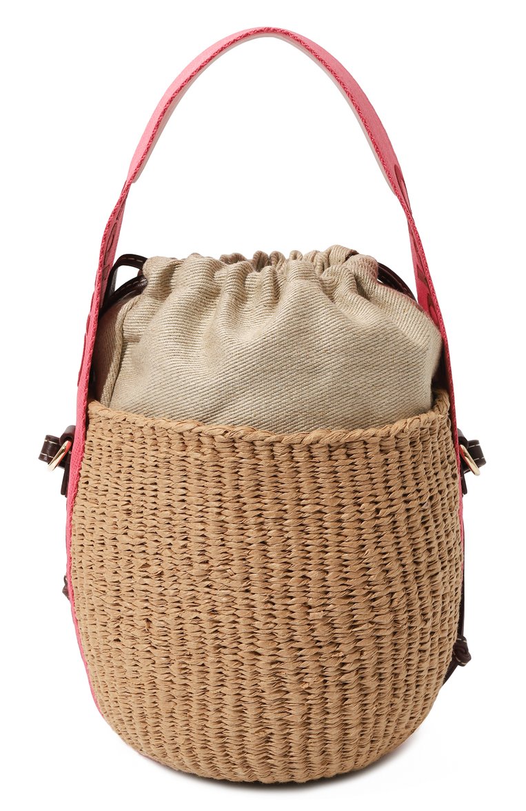 Женская сумка chloé x mifuko woody small CHLOÉ бежевого цвета, арт. CHC23AS381L18 | Фото 6 (Ремень/цепочка: На ремешке; Размер: small; Материал сплава: Проставлено; Драгоценные камни: Проставлено; Материал: Рафия)