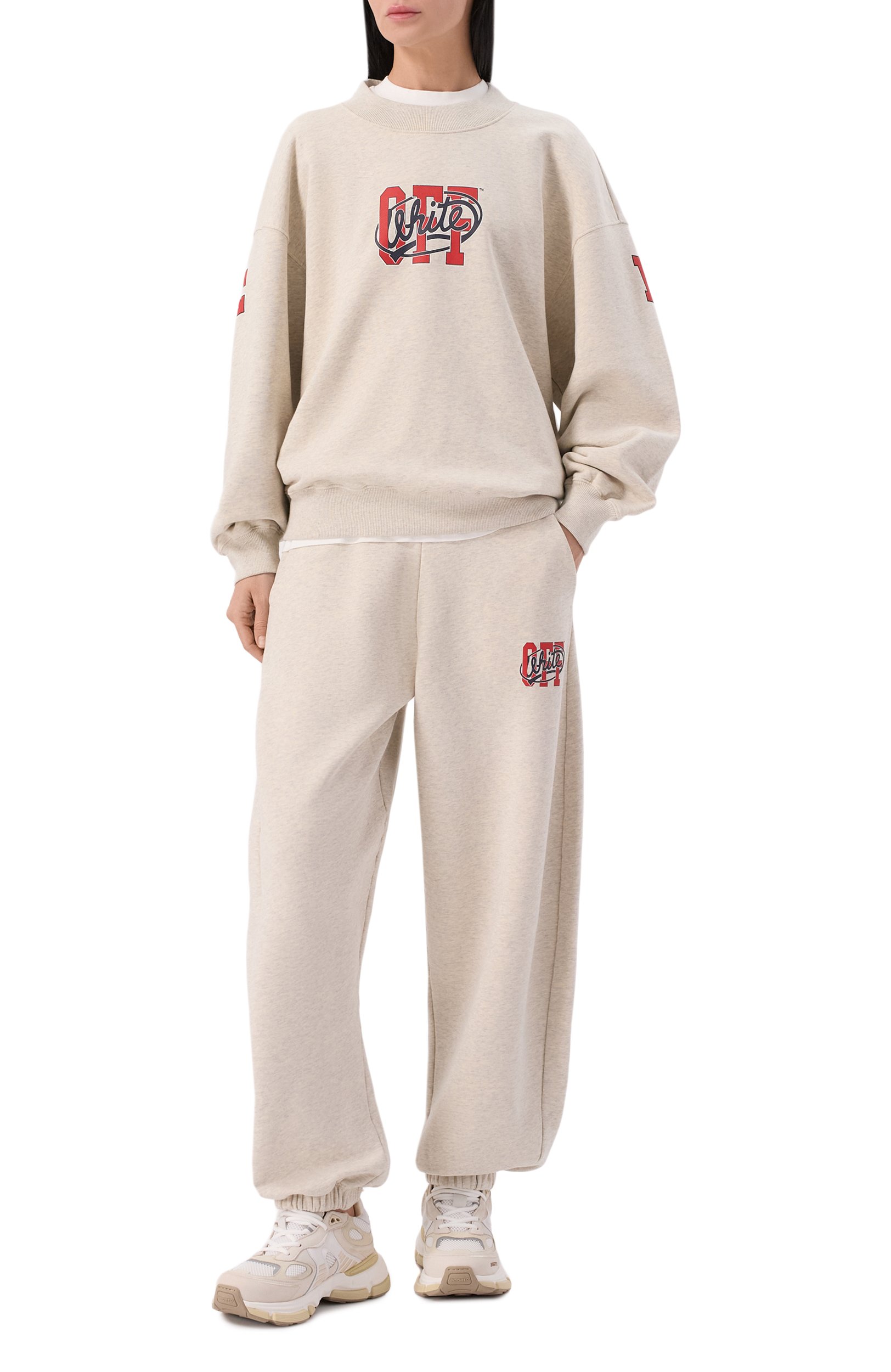 Хлопковые джоггеры OFF-WHITE светло-бежевого цвета по цене 62450 руб., арт. 2FH00495B, фото 2 Хлопковые джоггеры OFF-WHITE, арт. 2FH00495B, фото 2
