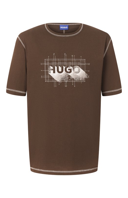 Хлопковая футболка HUGO Blue 50553498 Коричневый 50553498