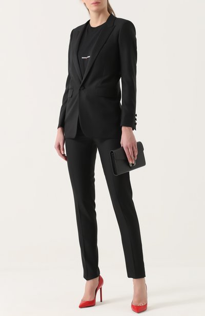 Приталенный жакет на одной пуговице с узкими лацканами SAINT LAURENT, арт. 468626/Y073Q, фото 2